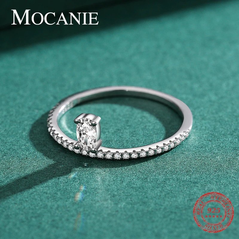 

Mocanie Solid Genuine 925 Sterling Silver Princess Cutting special Oval Zirconia Stone Ring for Women Wedding Statement Jewelry