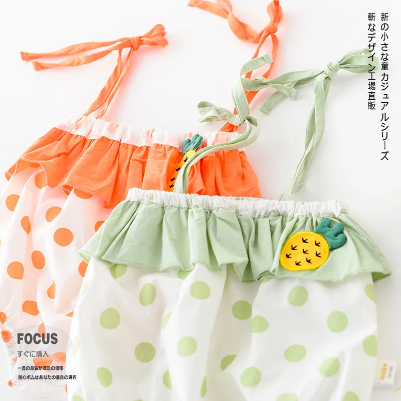 Новое летнее хлопковое боди для новорожденных с рисунком ананаса и узором в