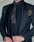 Мужские свадебные костюмы, итальянский дизайн, изготовленный на заказ черный смокинг для куртки, 3 предмета, Terno для жениха, костюмы для мужчин