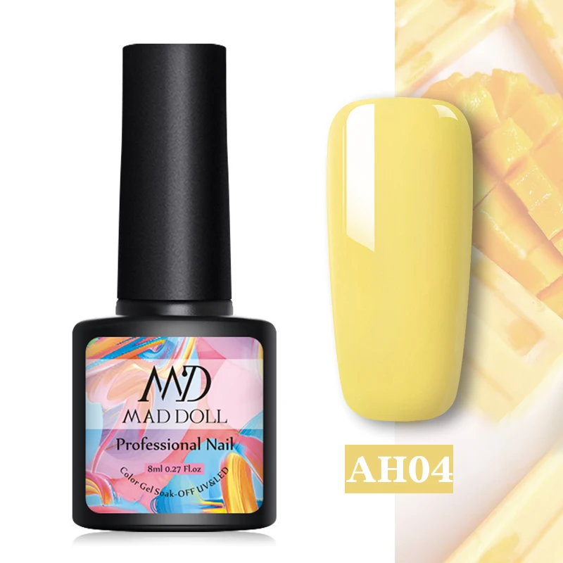 AH04 8 мл MAD DOLL Soak Off УФ Гель-лак Желтая серия дизайн ногтей Гель-лак для нейл-арта Маникюр Дизайн Лак 1 бутылка - Цвет: AH04
