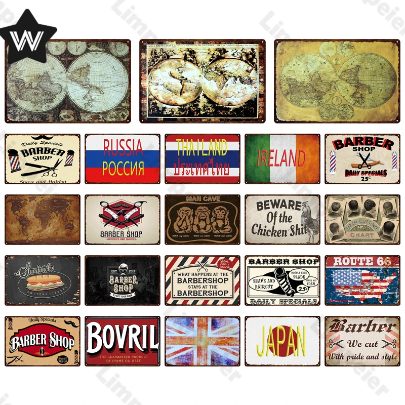 Металлический знак Route 66 винтажный яркий металлический барбершоп жестяной