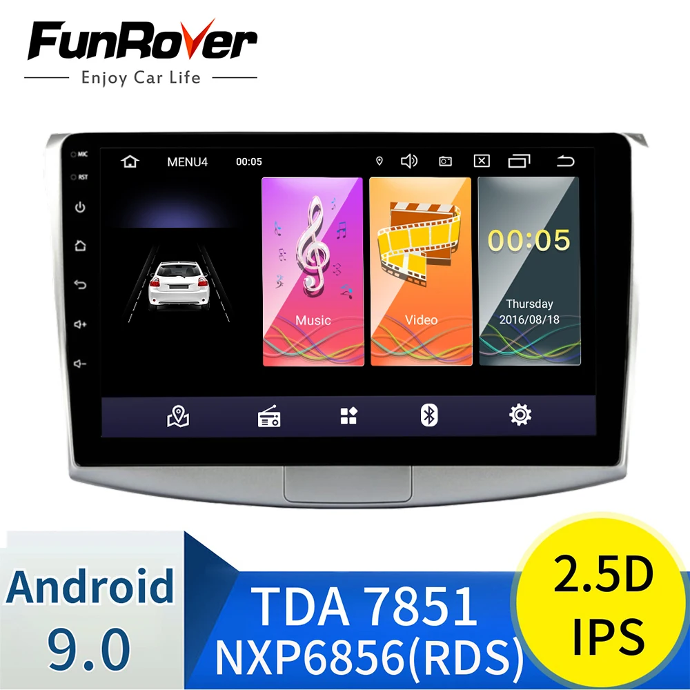 Funrover 10 дюймов ips 2.5D Android 9,0 автомобильный радио мультимедиа для Volkswagen VW Passat B6 B7 CC Magotan 2011- wifi bluetooth FM