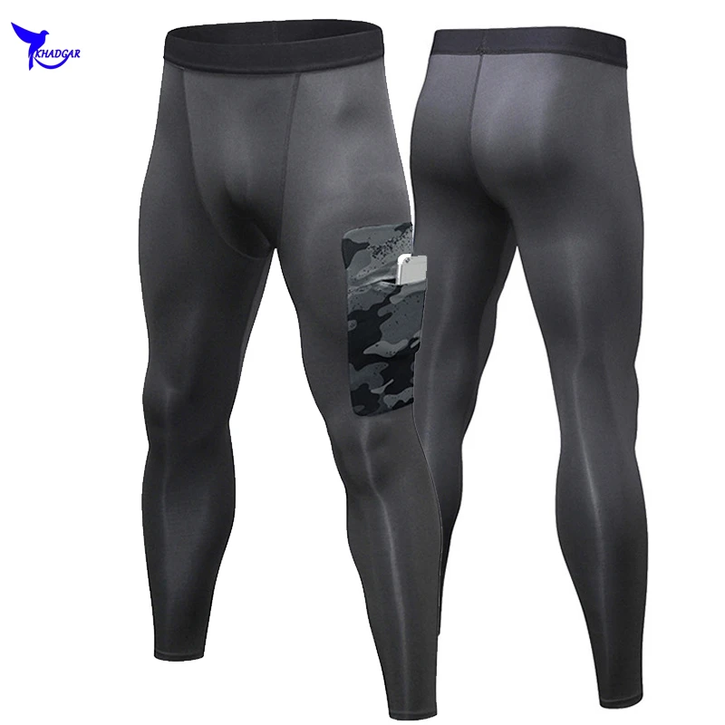 Мужские колготки для бодибилдинга фитнеса бега с карманами Компрессионные