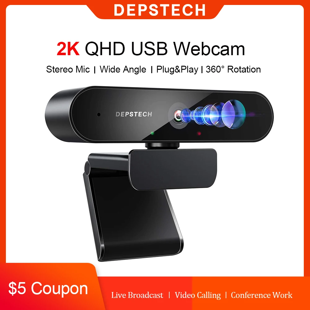 Веб-камера DEPSTECH 2K 1080P QHD USB Автоматическая коррекция светильник веб-камера с