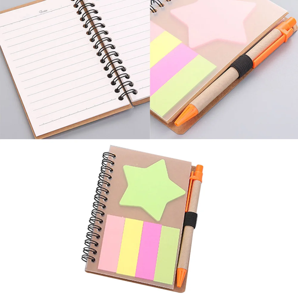 

1pc Creative Hardcover Notebook Notepad Memo Pad with Pen (Random Color Pattern)