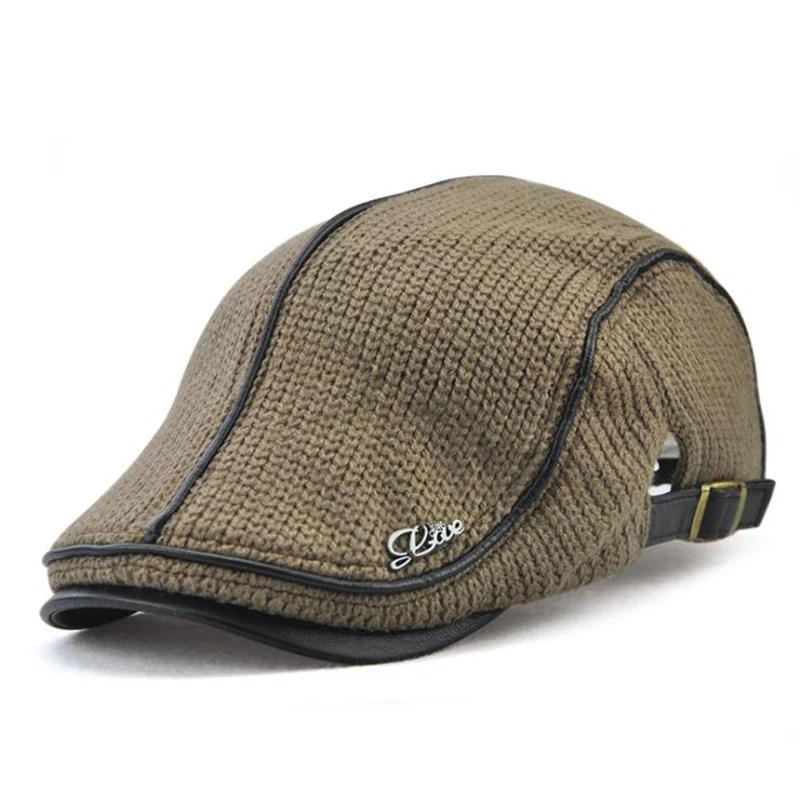 [JAMONT], высококачественный брендовый вязаный берет, Casquette Homme, кожаная плоская кепка для мужчин, Boina Hombre, Кепка с козырьком, Planas Snap - Цвет: As shown