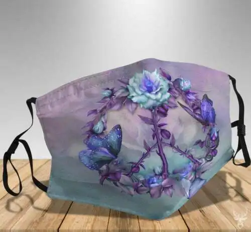 

Butterfly Flower Hippie Peace Face Mask,Adult Kid Face Mask