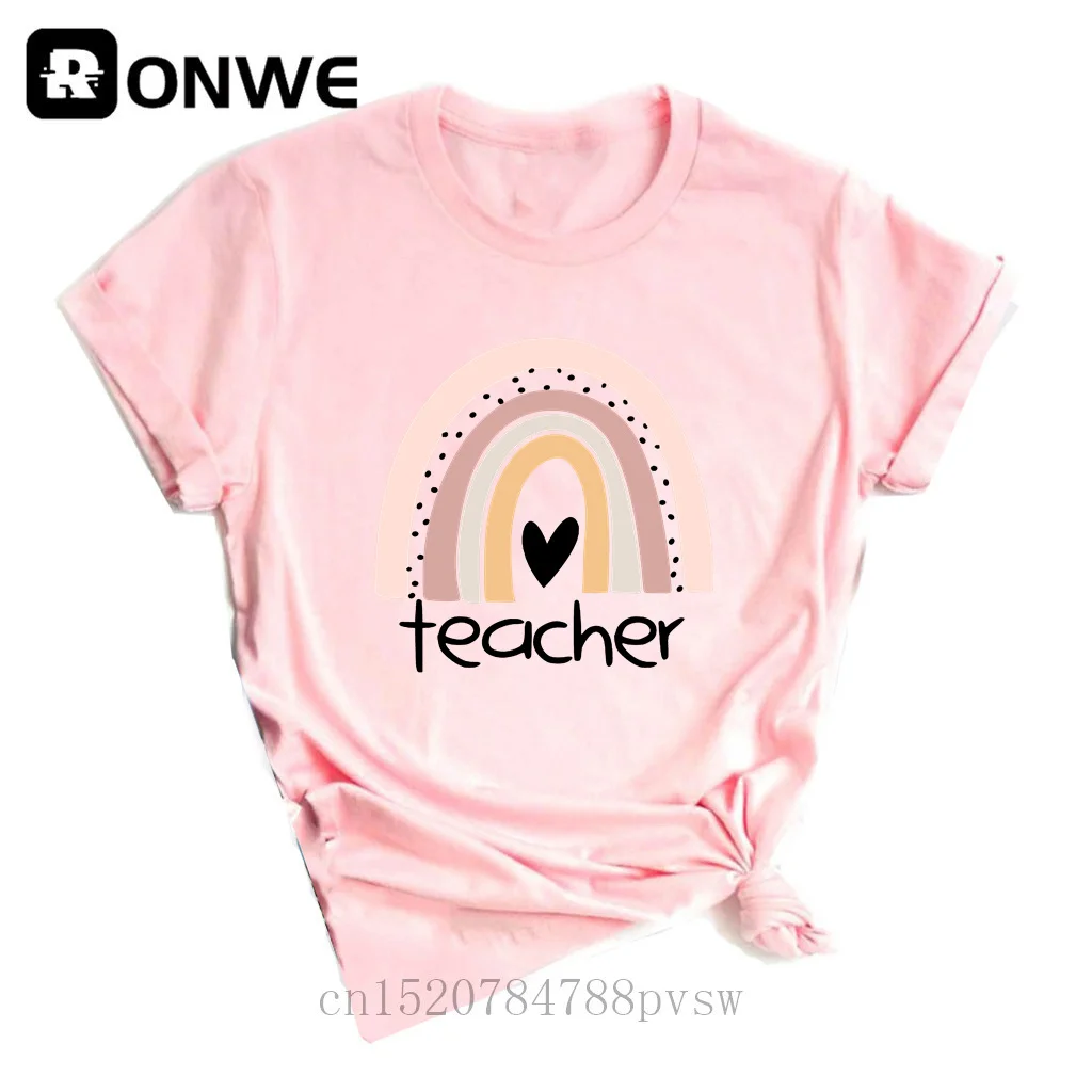 Учитель Радужная женская черная футболка летнее платье для девочек черный Harajuku