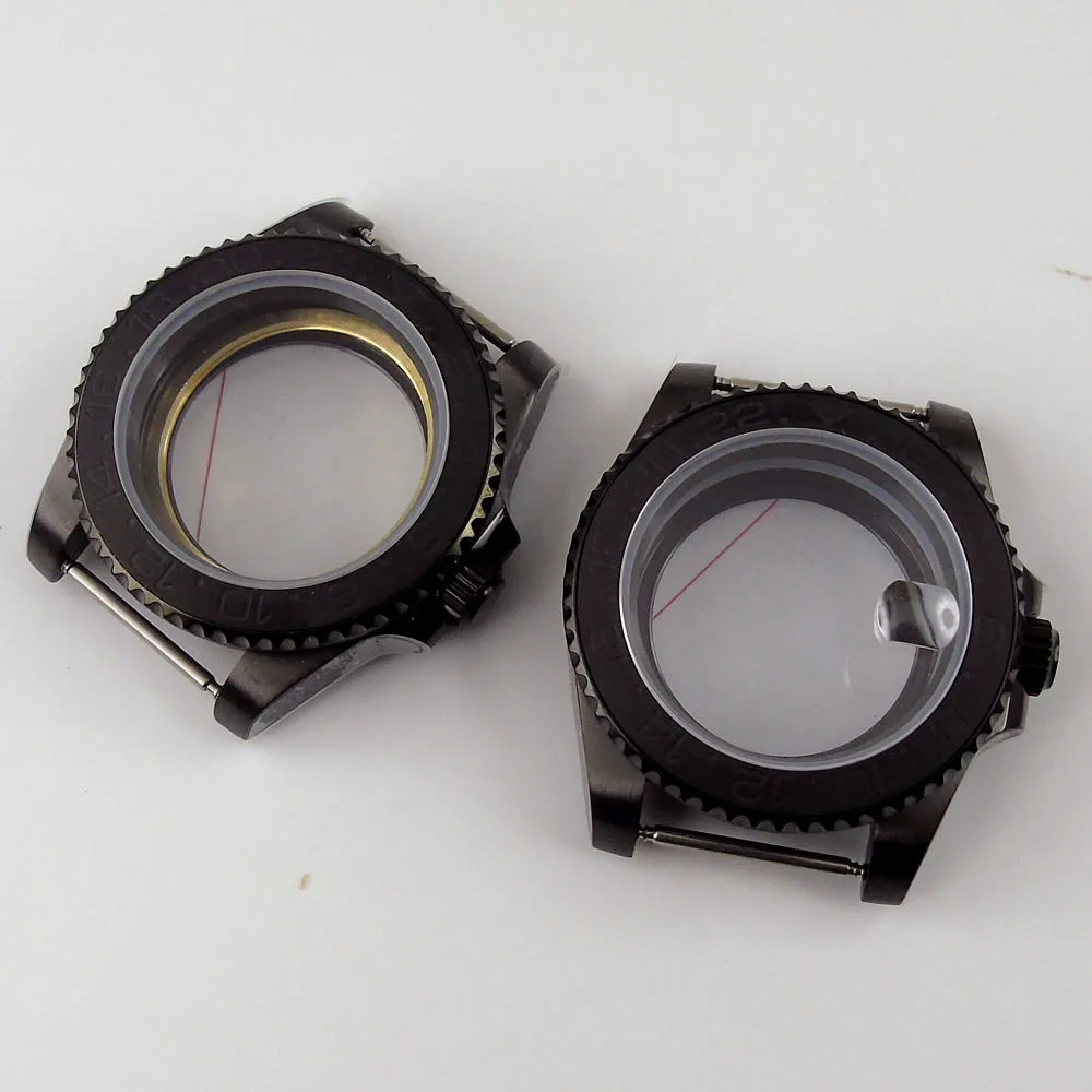 

40MM Accessories Parts Sapphire Transparent Glass Brushed Ceramic Bezel Watch Case Fit NH35 NH36 Movement