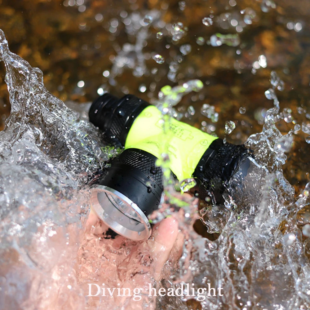 Налобный фонарь водонепроницаемый желтый свет УФ дайвинг налобный 18650 lampe
