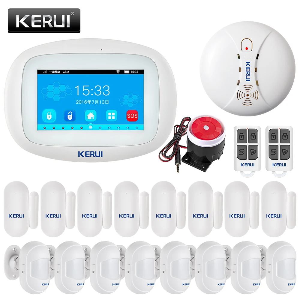 Система охранной сигнализации KERUI K52 Wi Fi GSM 4 3 дюйма TFT цветной дисплей|Комплекты