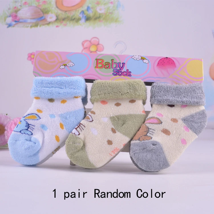 Rabbit 1 pair Random 1 шт.; зимние Утепленные махровые носки для малышей; теплые хлопковые носки для новорожденных с изображением кота/собаки; милые носки для маленьких мальчиков и девочек - Цвет: Rabbit 1 pair Random