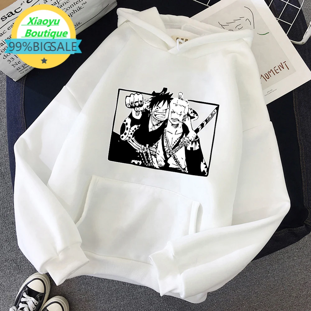 

One Piece Print Hoodies Sweatshirts Harajuku Cool Roronoa Zoro Funny Monkey D. Luffy Friend Prin Casual Anime Clothes Hoodie