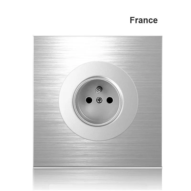 

86 type Europe UK Germany France Grey aluminum alloy Socket 1 2 3 4 gang 1 2way Press Switch Industry household