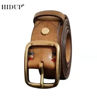 hidup causal design simple retro model styles cow leather belt gold brass buckle pure cowhide belts jeans accessories nwj1106