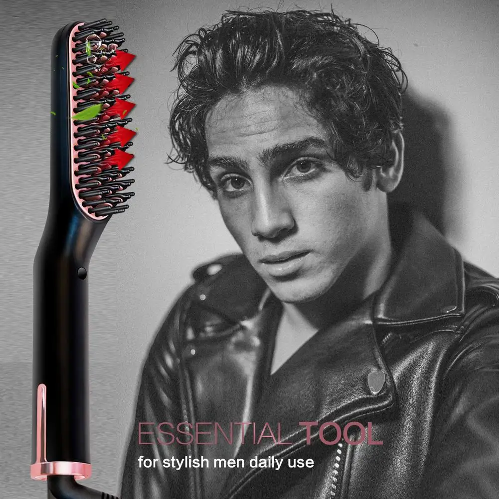 

Beard Straightener For Men Multifunctional Hair Styler 35W 3-Level Temperature Fast Heating Electronic Straightening Comb Beard