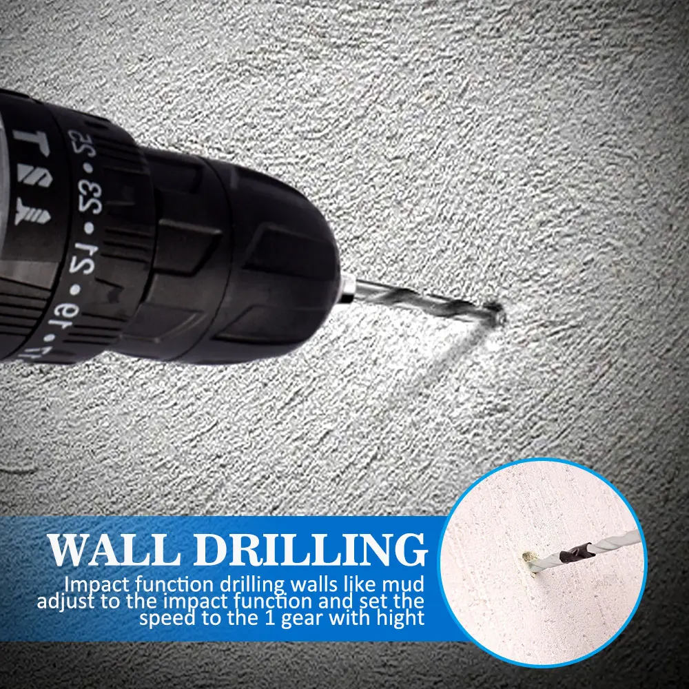 Электрическая мини дрель 48VF ударная Аккумуляторная гайковерт набор