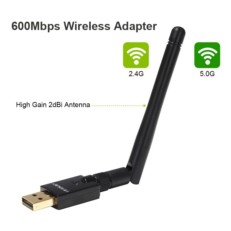 EDUP 5 ГГц usb Wi-Fi адаптер 802.11ac 600 Мбит/с wifi антенна 2dbi Ethernet на большие расстояния через