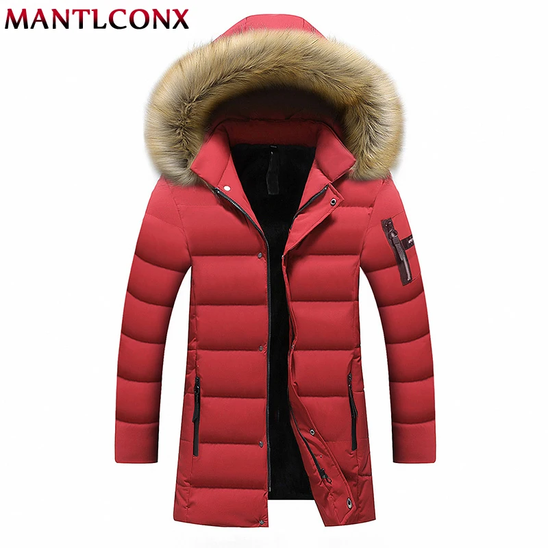 MANTLCONX 7XL 8XL Длинные парки мужская зимняя куртка с капюшоном пальто верхняя одежда