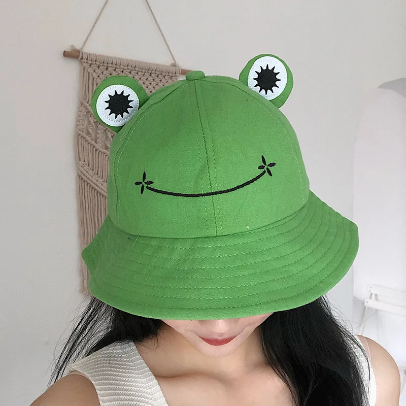 

2020 Frog Bucket Hat for Women Summer Autumn Plain Female Panama Outdoor Hiking Beach Fishing Cap Sunscreen Woman Sunhat Bob