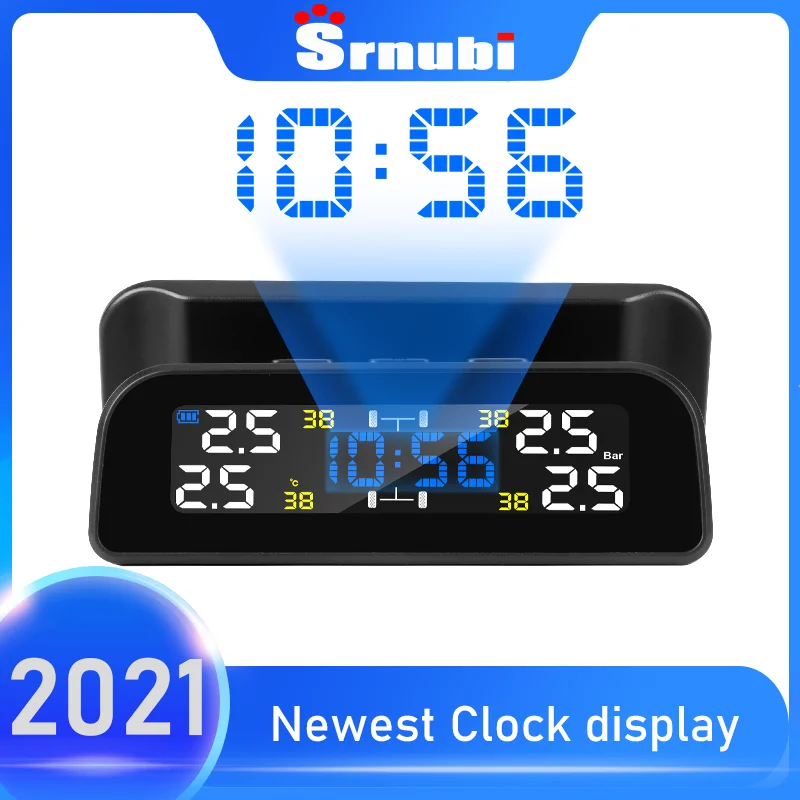 

Srnubi 2021 новые часы для автомобиля TPMS система контроля давления в шинах на солнечной энергии цифровой ЖК-дисплей Охранная сигнализация s давл...