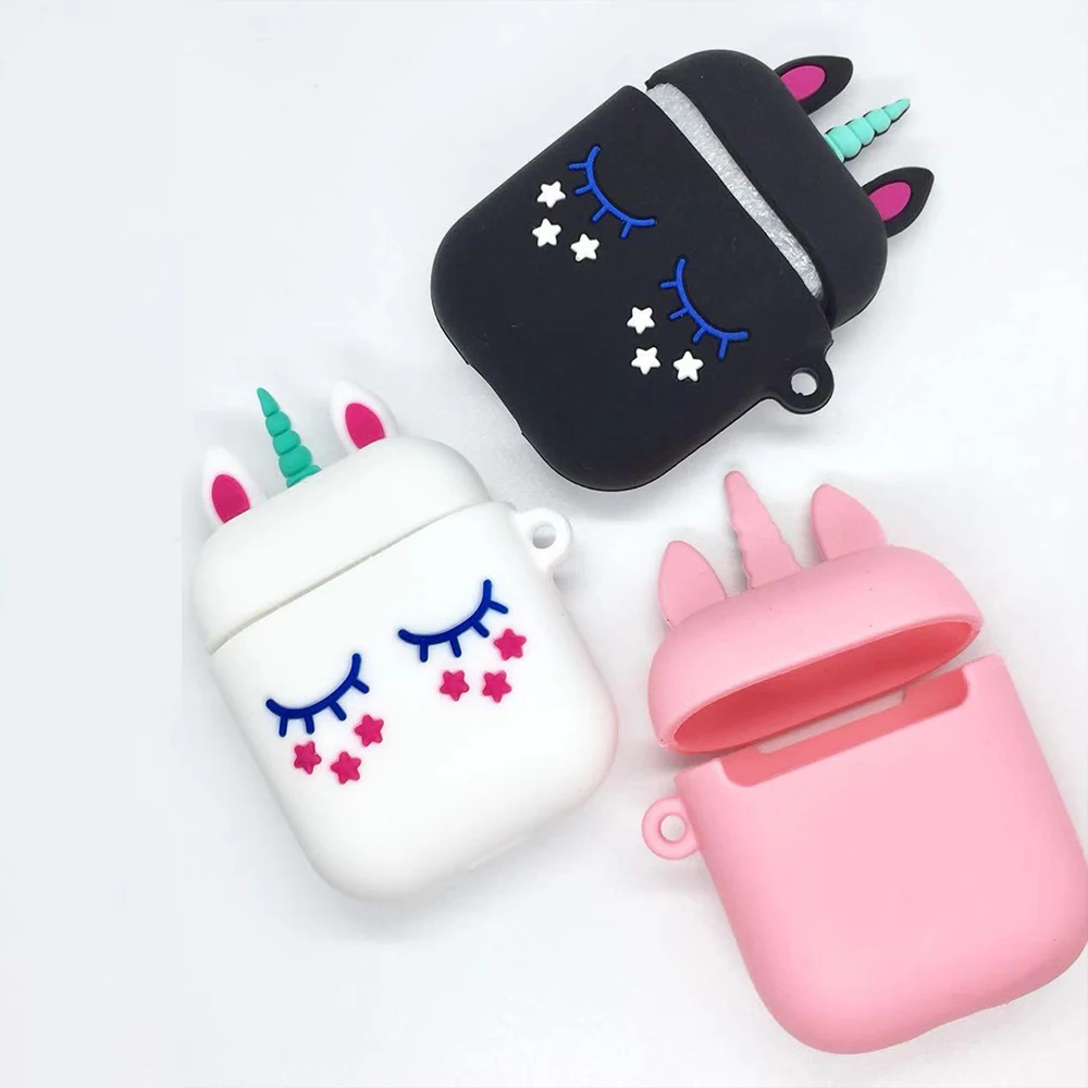 Силиконовый чехол для airpods 2 airpods, чехол с милым единорогом, розовый мультяшный защитный чехол, беспроводной чехол для наушников air pods 2, чехол