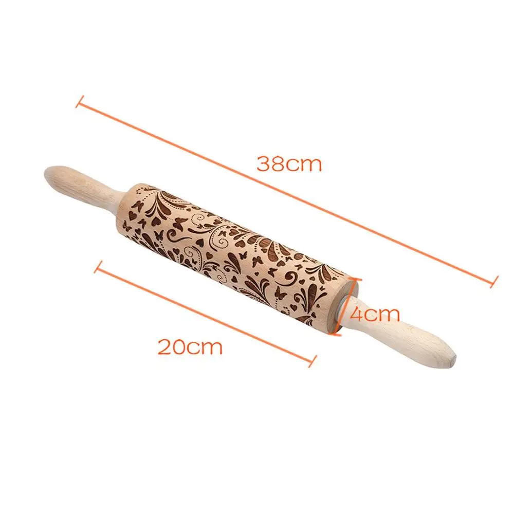 Рождественская Скалка с гравировкой рельефная деревянная кухонный инструмент