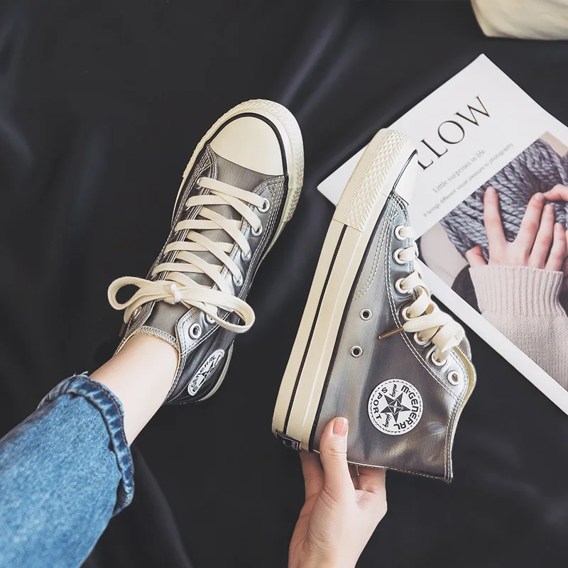 Модная шикарная парусиновая обувь с высоким берцем Новое поступление 2019 года