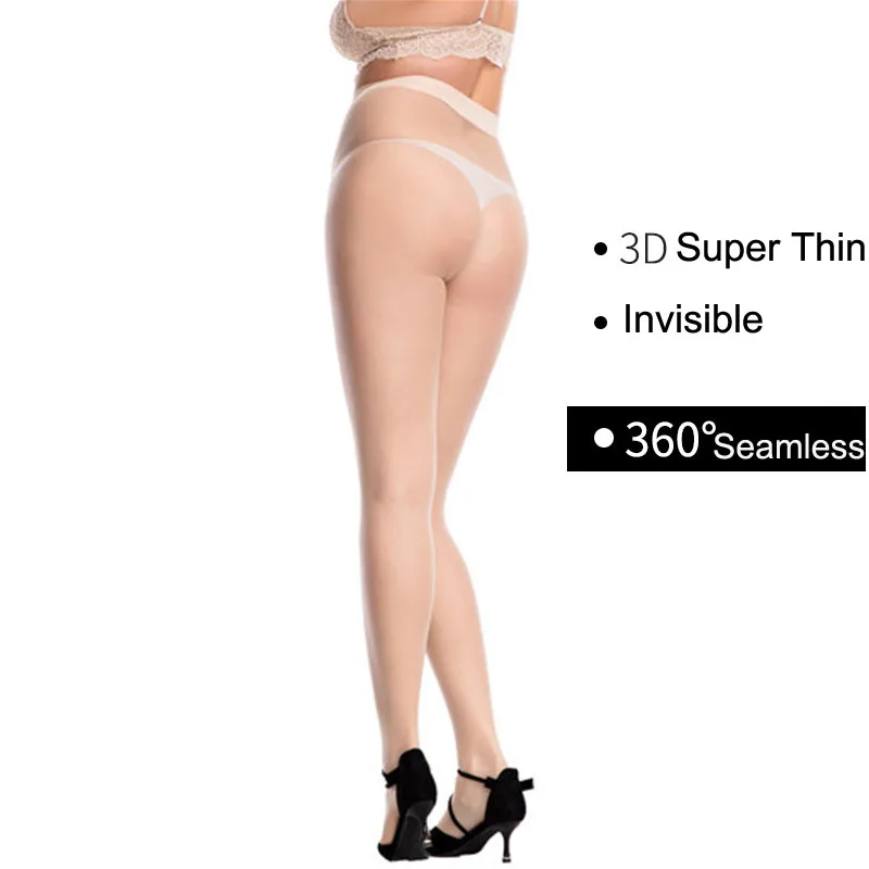 

Plus Size 3D Super Thin 360 Degree Seamless Invisible Transparent Bodycon Pantyhose Women Sexy Lycra Leggings Bodystocking Pants