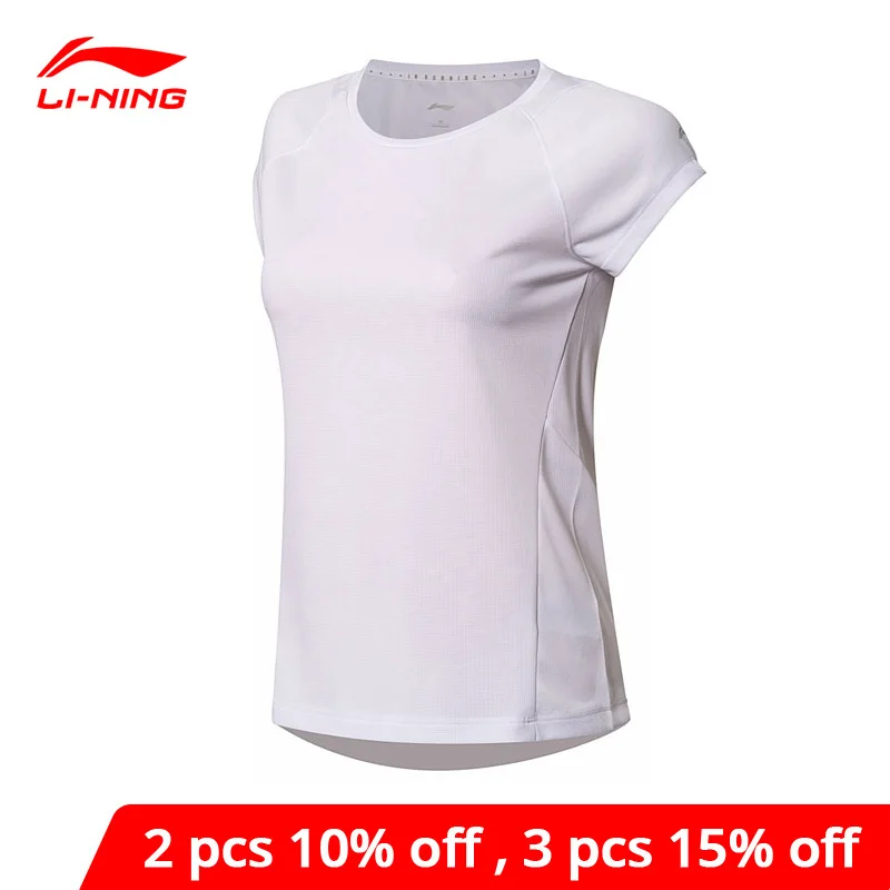 Женская Спортивная футболка Li Ning облегающая из 100% полиэстера для бега ATSN024