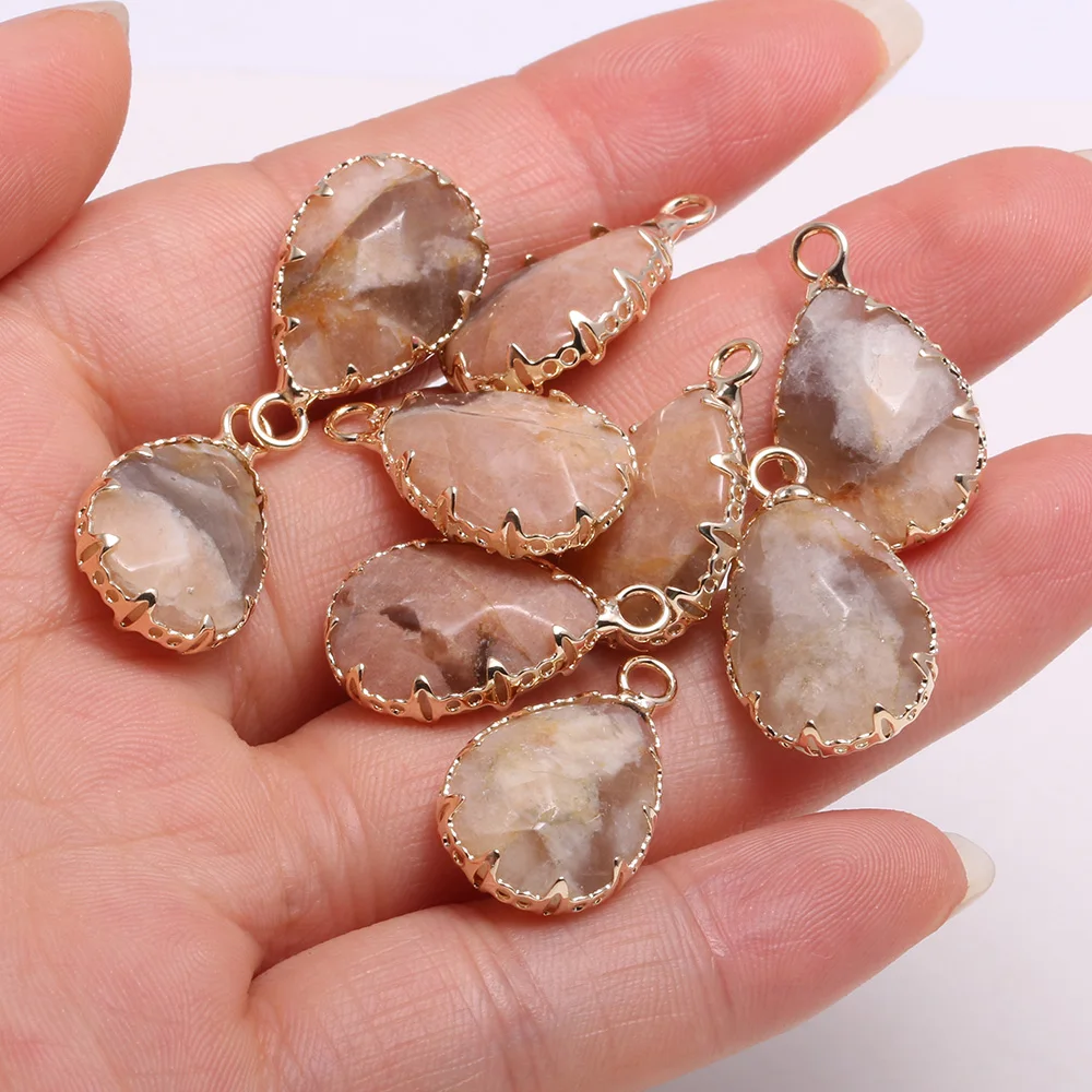 

Natural Stone Lace agates Pendants Water drop shape Exquisite Charms for Jewelry Making Diy earring necklace accessories 13x23mm