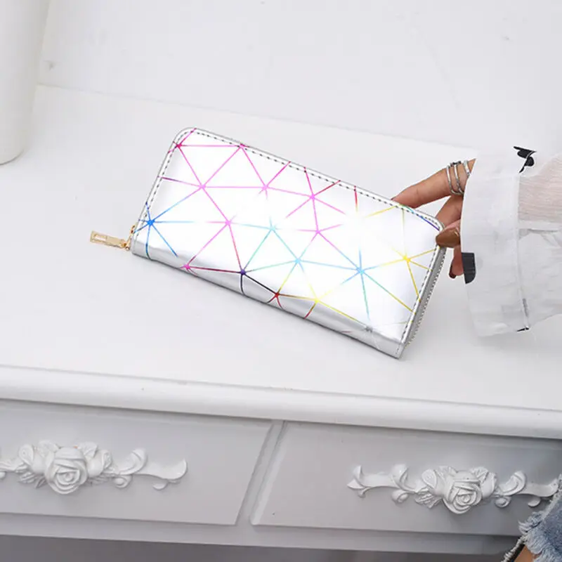 Fashion Women Leather Envelope Clutch Wallet Gradient geometric pattern Long Card Holder Purse Bag Handbag | Багаж и сумки