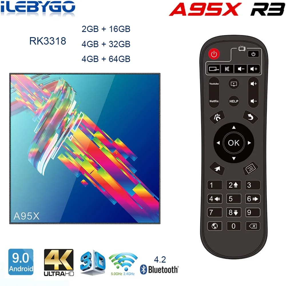 A95X R3 Android 9 0 ТВ бокс на Rockchip RK3318 1080P 4K 60fps BT wifi Google Store Netflix Youtube 2 Гб 16 телеприставка 4 64