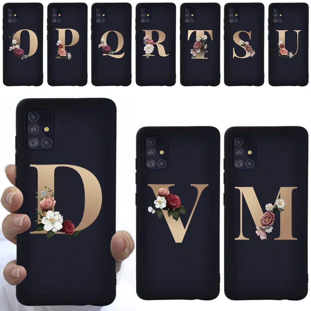 

Silicone Phone Case for Samsung A10/A20E/A30S/A40/A50/A50S/A70/A70S/A51/A71 Luxury Name Letter Pattern Soft TPU Cover