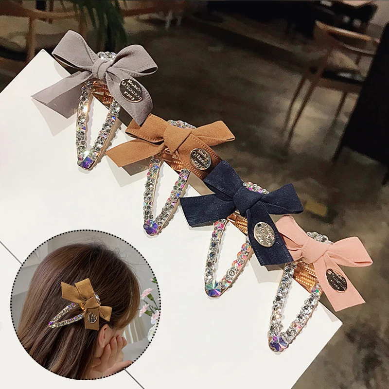 

Shiny Diamond Hair Clip For Women Kids Fashionable Broken Hair Clips Colored Hair Accessories Sweet Bangs Clips Bow Hair pins