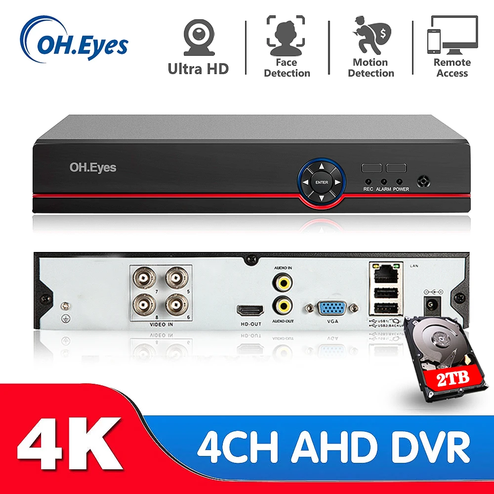 

H.265+ 4CH AHD DVR 4K CCTV 8CH 16CH 5MP 2MP Hybrid Security DVR Recorder Camera Coxial Control P2P XVI/AHD/TVI/CVI/CVBS/IP