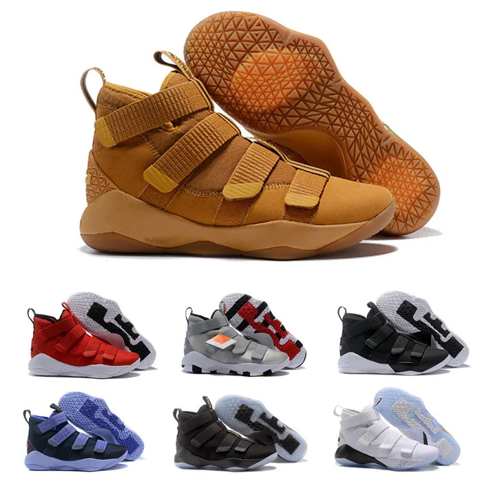 Новинка James Soldier XI 11 темно синие мужские баскетбольные кроссовки 2019 LeBron черные