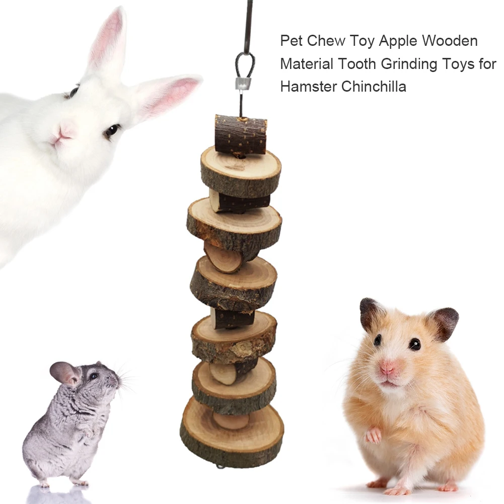 

2pcs Apple Wooden Tooth Grinding Toys Pet Chew Toy For Hamster Chinchilla Rabbit Small Animals Pet Cage Pendant Rabbit Toys