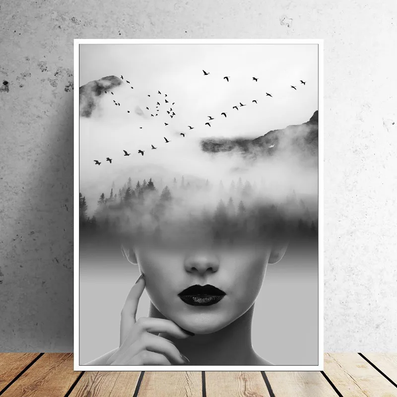 Самодельный современный декоративный плакат с принтом красивой девушки силуэт