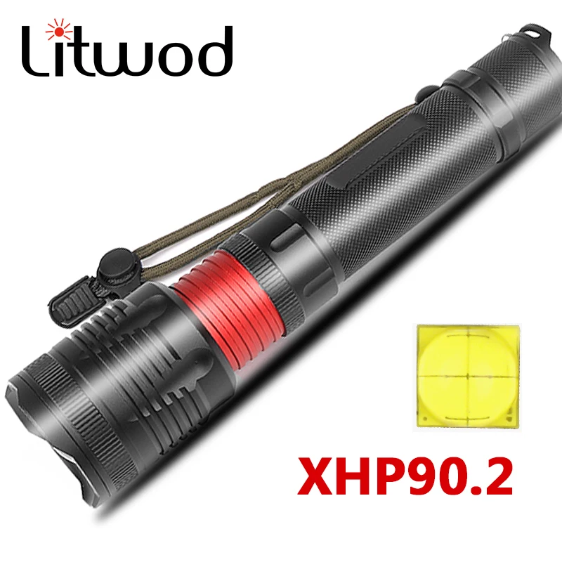 XHP90.2 32 Вт Мощный зум объектив тактический светодиодный фонарь 2*18650 или 26650