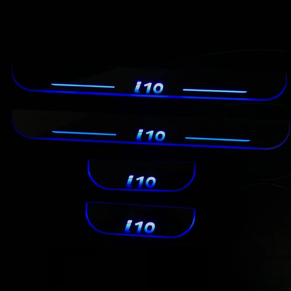 

Osmrk led moving door scuff for Hyundai grand i10 dynamic door sill plate flat lining overlay flow light, 4pcs