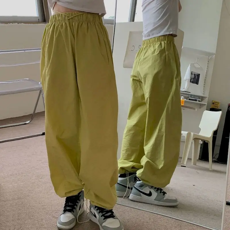 

Women Wide-leg Pants Thin High-waist Splicing Female Trousers Straight-leg Sports Oversize Casual Street Skateboard Loose Cotton