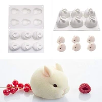 6 cavity rabbit 3d silicone cake mold for chocolate mousse dessert pudding ice cream pastry bread baking pan decorating tools