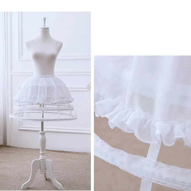 

Free shipping Womens Lolita Hollow Out Birdcage Petticoat 4 Hoops Pleated Ruffles Underskirt