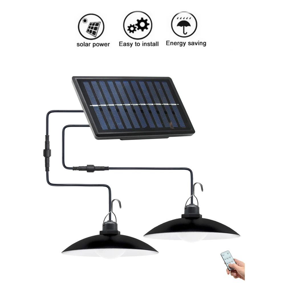 

remote 30 led 2 head Retro Lampshade Solar Pendant Chandelier solar Ground Light Waterproof Garden Pathway Deck Lights With Lamp
