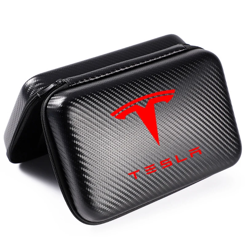 high grade carbon fiber car driving bag phone 3c supplies storage bag for tesla model 3 model x model s model y car accessories free global shipping