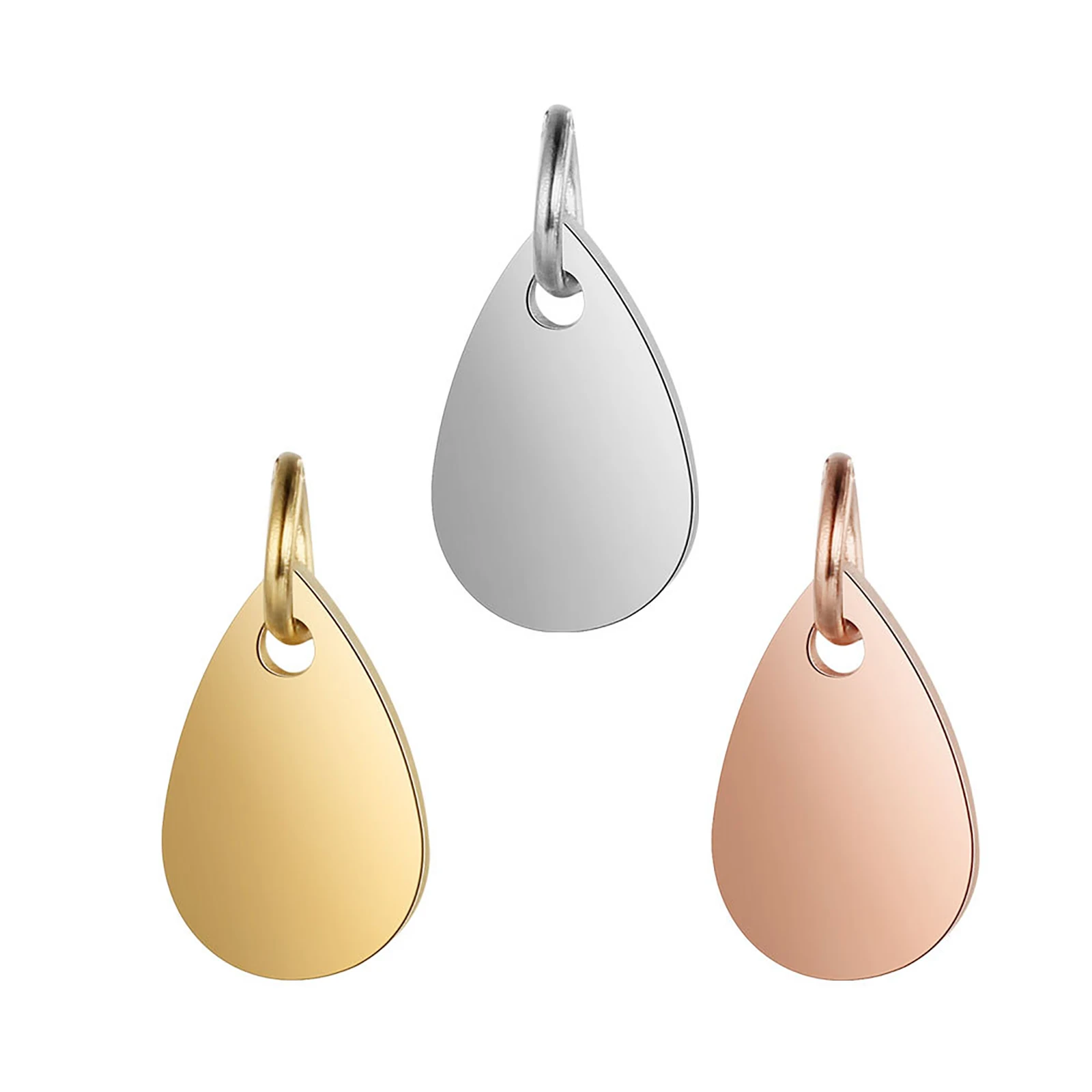 

Engravable Stainless Steel Necklace Pendant Silver/Golden/Rose Gold Water Drop/Oval Charm Blank Stamping Tag New Jewelry Gift