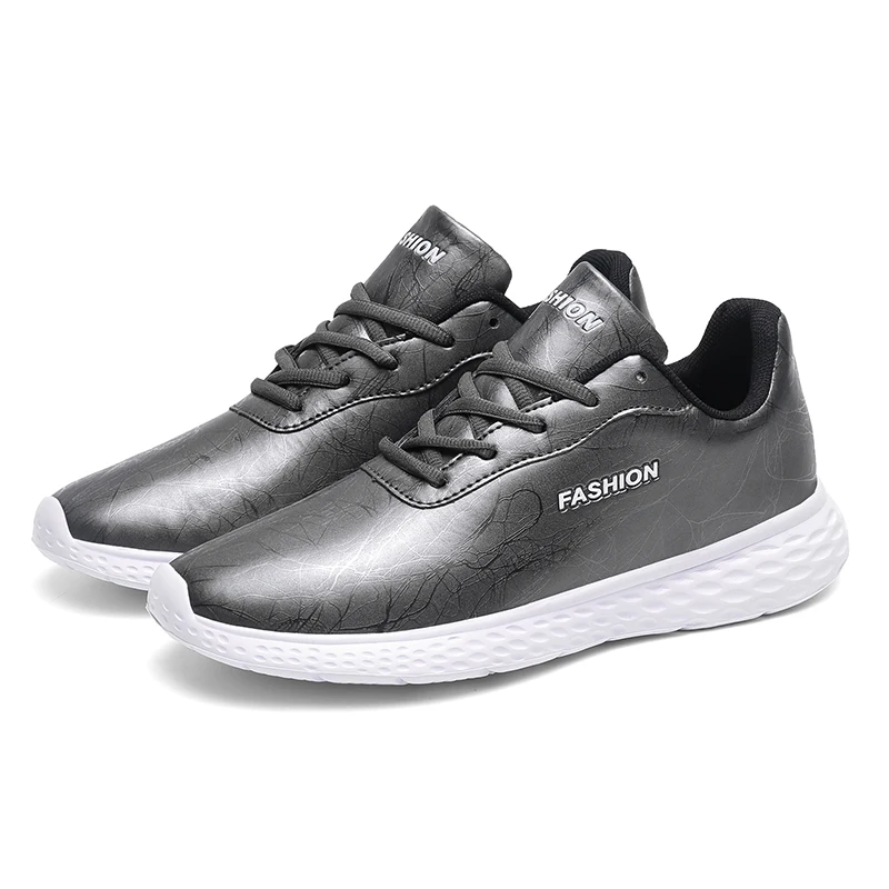 Кроссовки мужские из ПУ кожи деловая повседневная обувь для улицы дышащие модные