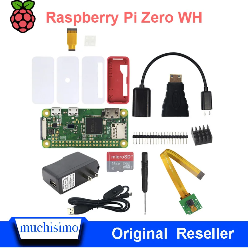 Оригинальный Raspberry Pi Zero WH беспроводной Bluetooth WIFI сварочный штырь с адаптером