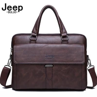 jeep buluo men business bag set handbags high quality leather office bags totes male for 14 inch laptop briefcase bags